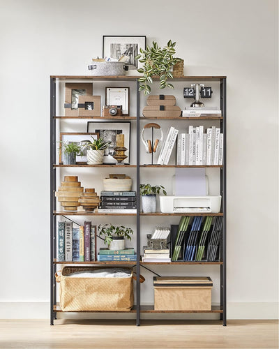 6 Tier Tall Display Bookcase - Brown