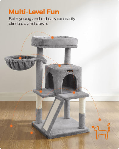 Cat Tree 96cm Tall - Light Grey