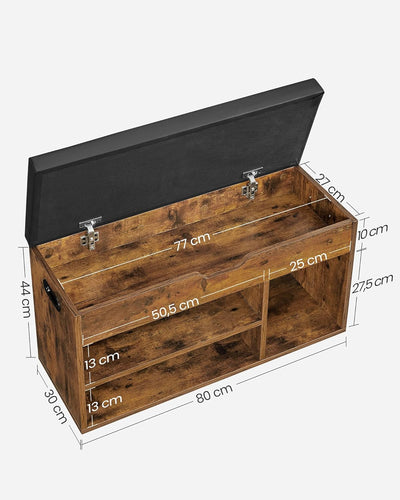 Shoe Storage Bench With Compartments - Rustic Brown