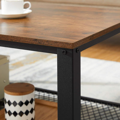 Coffee Table with Storage Shelf Industrial Style - Brown