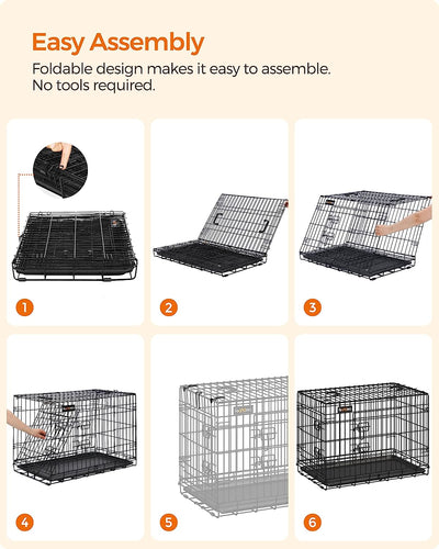 Dog Crate Cage Double Door Foldable X-Large