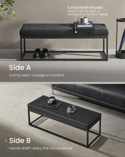 Storage Ottoman Bench Seat with Reversible Top - Ink Black