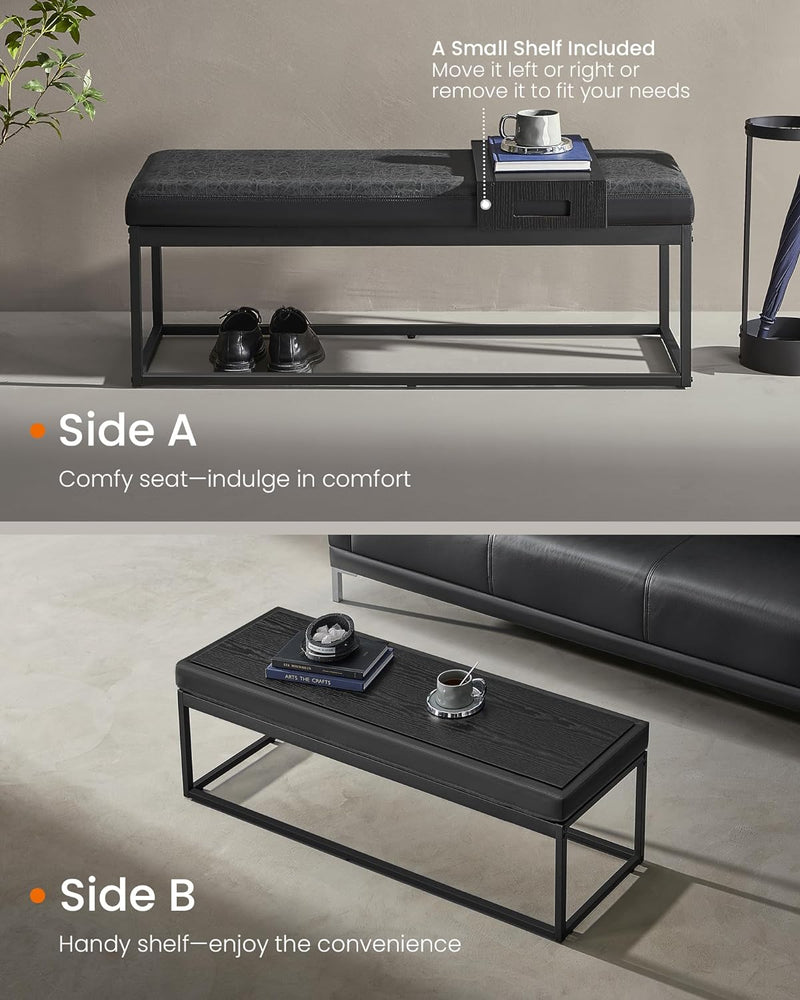 Storage Ottoman Bench Seat with Reversible Top - Ink Black