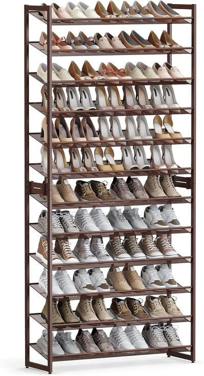 12 Tier Metal Stackable Shoe Rack - Brown