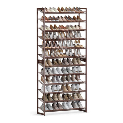 12 Tier Metal Stackable Shoe Rack - Brown