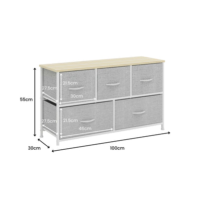 5 Drawer Storage Chest - Grey