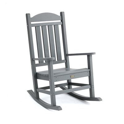 Front view of Adirondack Outdoor Rocking Chair in Grey
