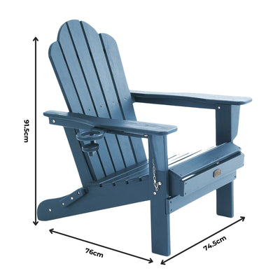 Adirondack Outdoor Chair with Cup Holder - Blue