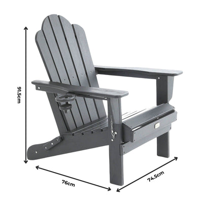 Adirondack Outdoor Chair with Cup Holder - Grey