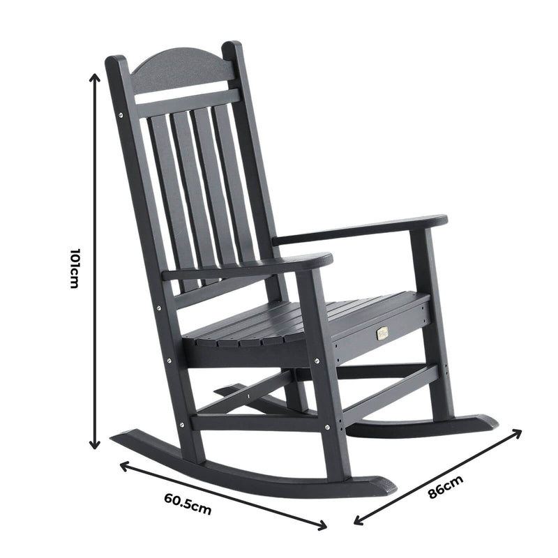 Adirondack Outdoor Rocking Chair - Black