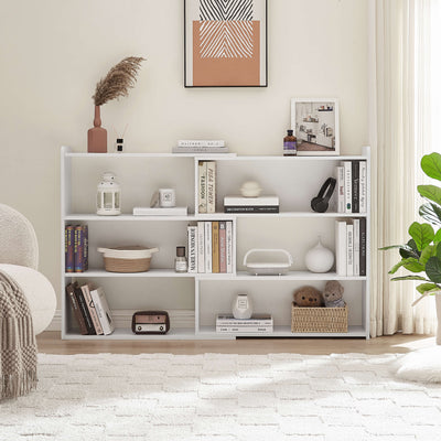 Bridget Extendable Wooden Bookshelf - White with Extended Shelves