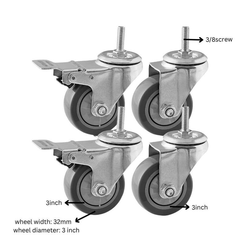 Heavy Duty Castors Set with 2 Brakes