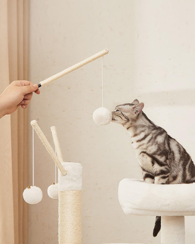 Side View of Cat Scratching Post with Cat Litter Cabinet