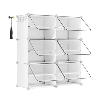 Cubes Shoe Organiser with Doors White (Set of 6)