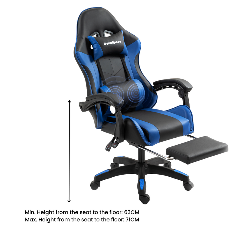 Nero Gaming Massage Office Chair With Footrest - Blue