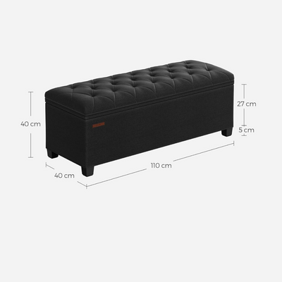 2 in 1 Storage Ottoman Bench Seat - Ink Black