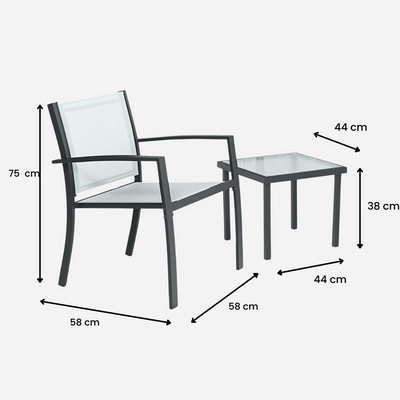 Outdoor 3-Piece Chairs Set With Glass Table