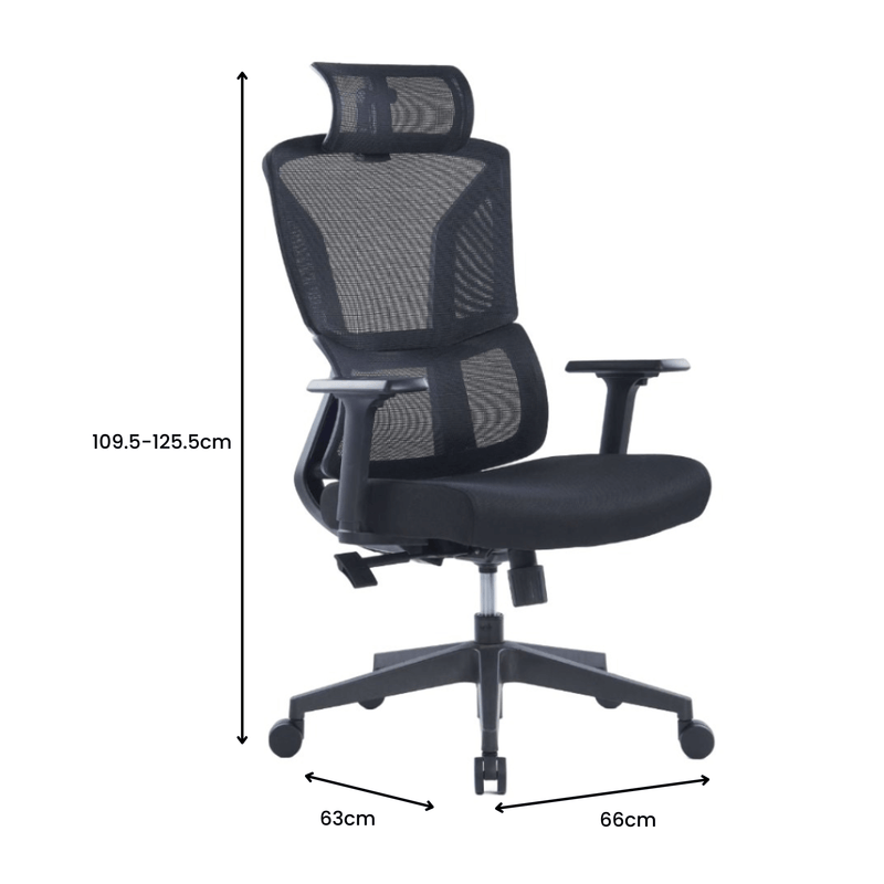 Ergonomic Office Chair With Headrest - Black