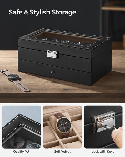 Jewellery Watch Organiser 2 Layers (Black)