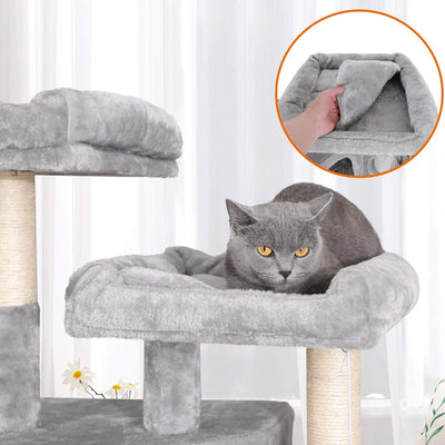 Side View of Large Cat Tree with 3 Cat Caves