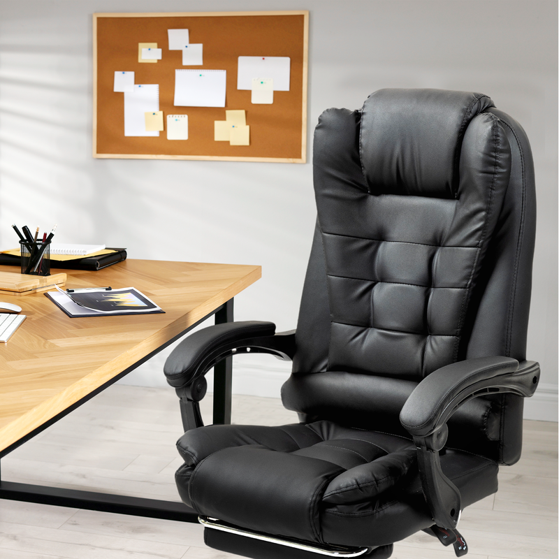 Leather Executive Office Chair With Footrest and Adjustable Features