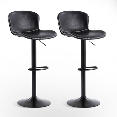 Mason Vintage Adjustable Faux Leather Bar Stools - Black