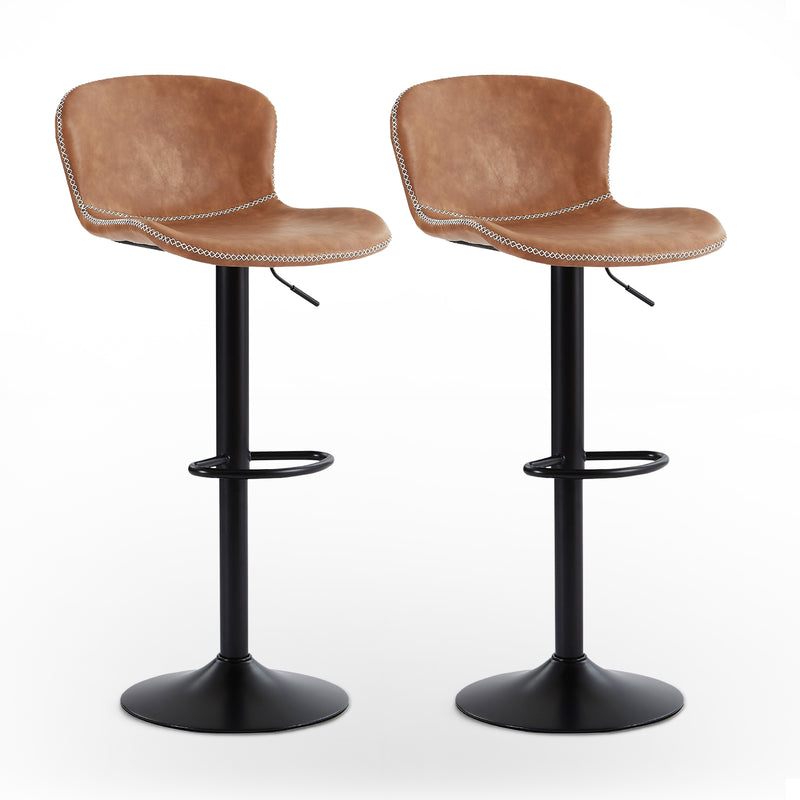 Mason Vintage Adjustable Faux Leather Bar Stools - Brown