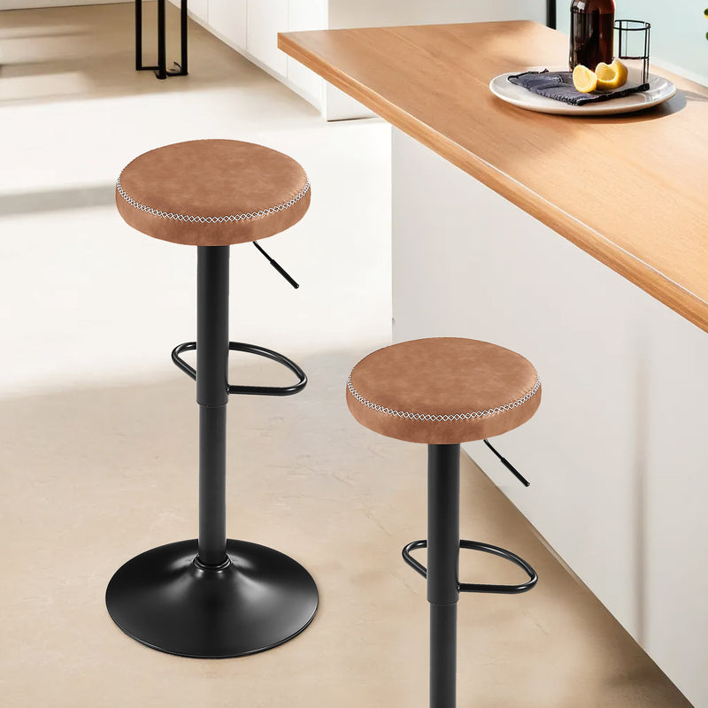 Front View of Morris Adjustable Faux Leather Bar Stools