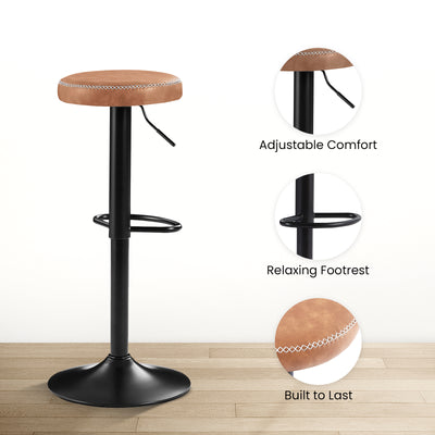 Side View of Morris Adjustable Faux Leather Bar Stools