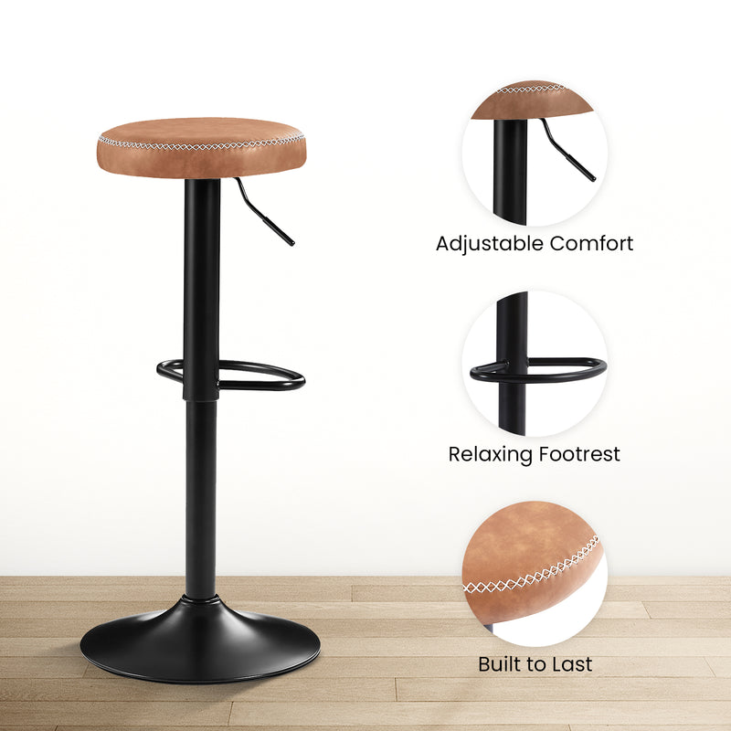 Side View of Morris Adjustable Faux Leather Bar Stools