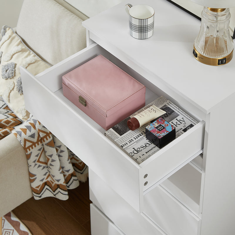 Side View of Nola 5 Drawers Tallboy - White