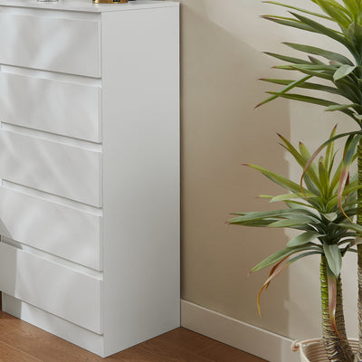 Spacious Nola 5 Drawers Tallboy - White