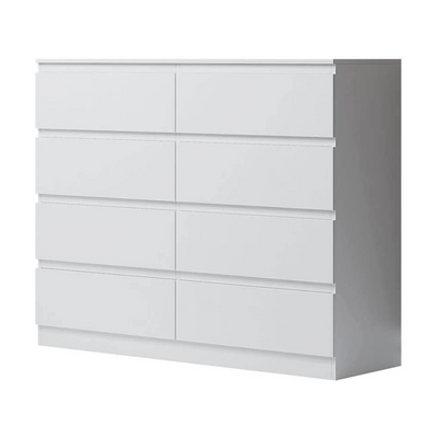 Front View of Nola 8 Drawers Tallboy - White