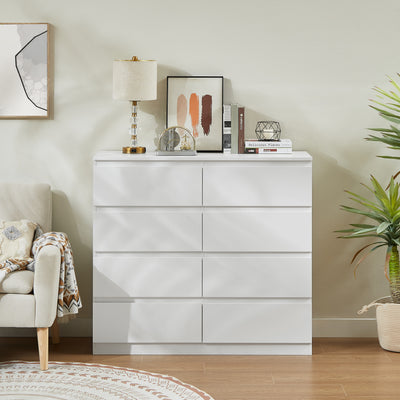 Close-Up of Nola 8 Drawers Tallboy - White