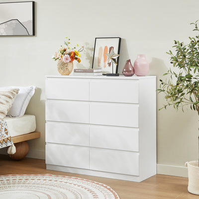 Modern Nola 8 Drawers Tallboy - White