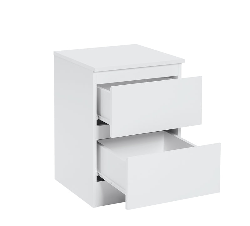 Elegant White Nola Bedside Table - Side View