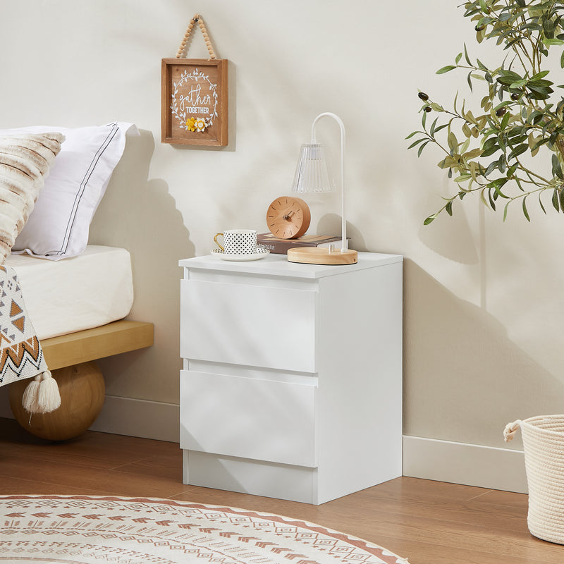 White Nola Bedside Table - Front View