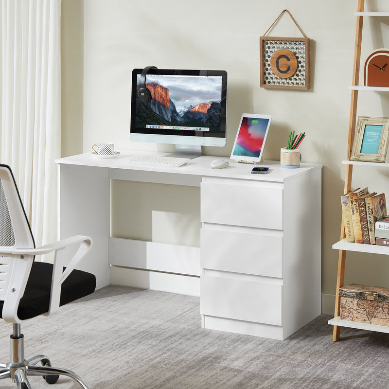 Nola Office Desk With 3 Drawers - White with Decorative Items