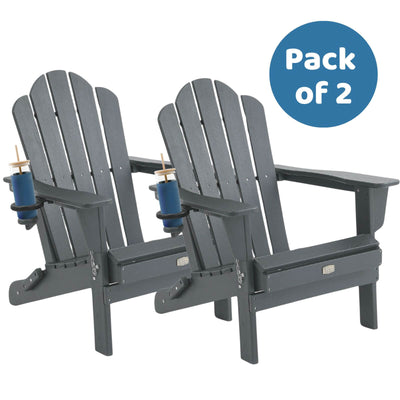 Adirondack Outdoor Chair with Cup Holder (Pack of 2) - Grey