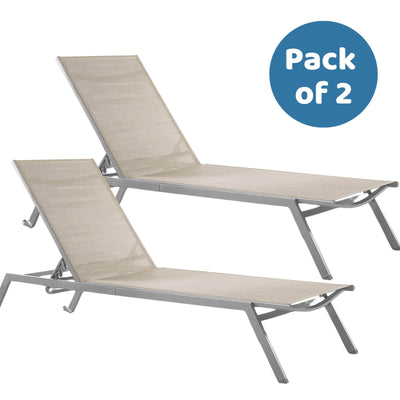 Deluxe Outdoor Pool Sun Lounger (Pack of 2) - Beige