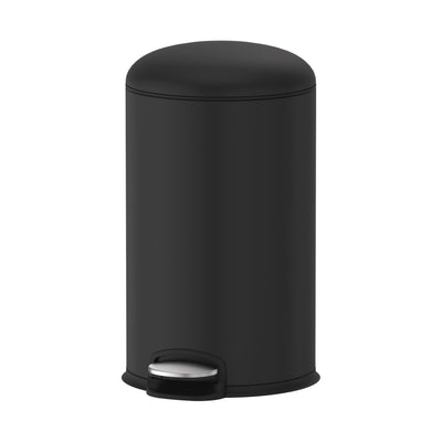 12L Rounded Pedal Rubbish Bin - Matte Black