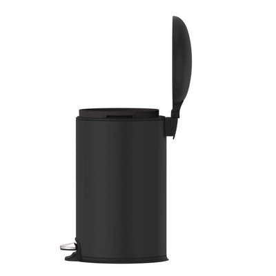 5L Rounded Pedal Rubbish Bin - Matte Black