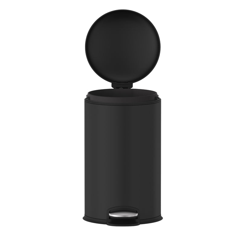 12L Rounded Pedal Rubbish Bin - Matte Black