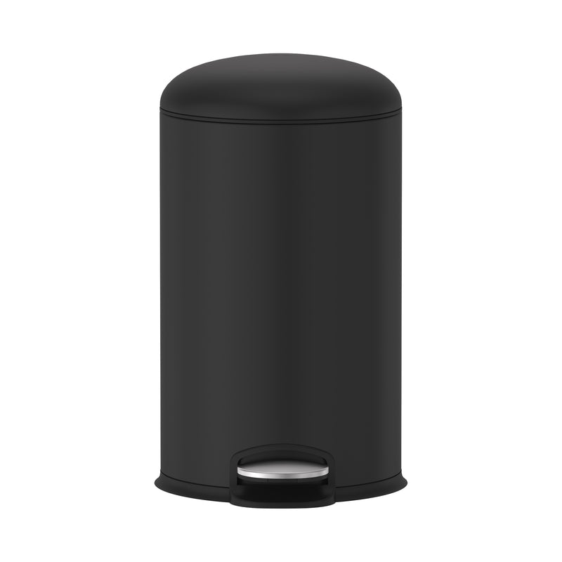 12L Rounded Pedal Rubbish Bin - Matte Black