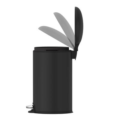 5L Rounded Pedal Rubbish Bin - Matte Black