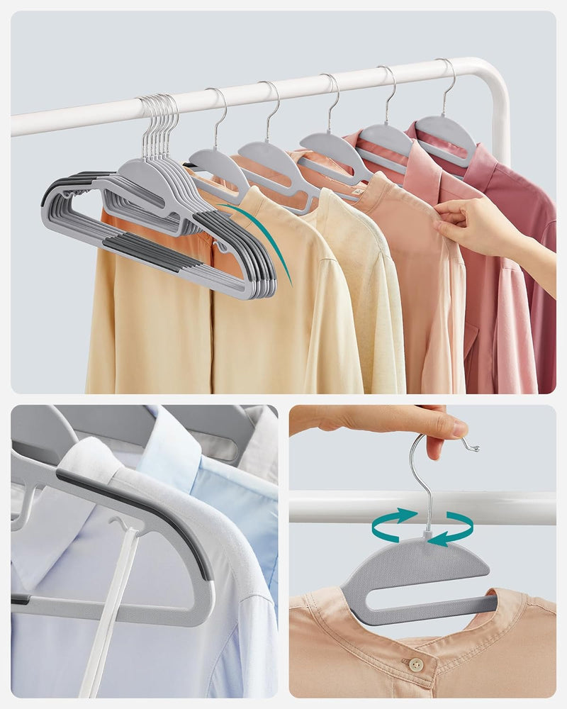 Side View of Plastic Coat Hangers Grey (Set of 50)