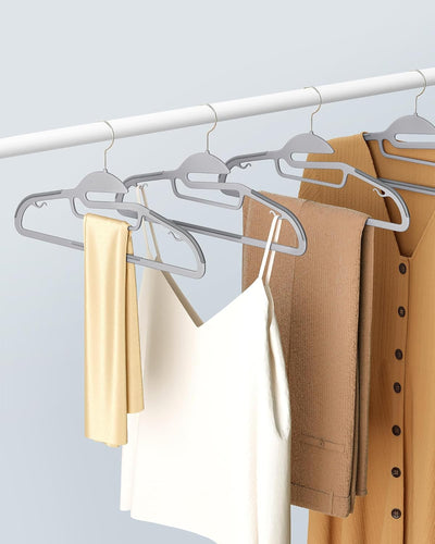 Set of 50 Plastic Coat Hangers - Neatly Organized in Grey