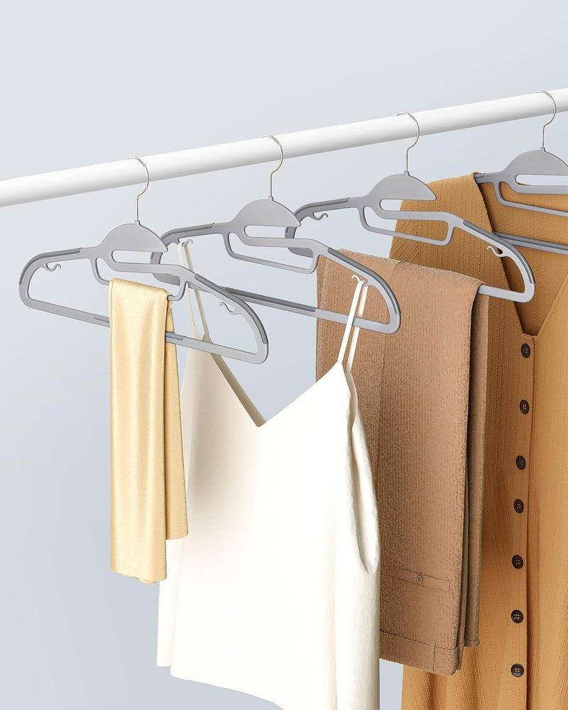 Set of 50 Plastic Coat Hangers - Neatly Organized in Grey