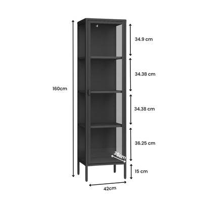 Ferro 4-Tier Tempered Glass Display Rack -  Black