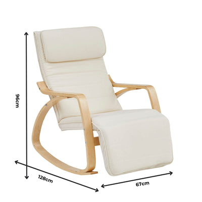 Rocking Chair with Footrest - Beige